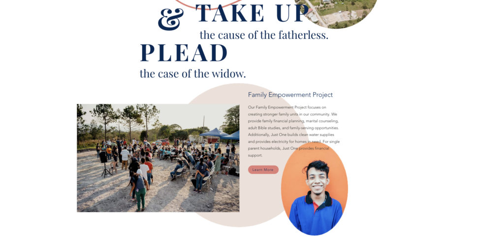 Just One International's nonprofit website