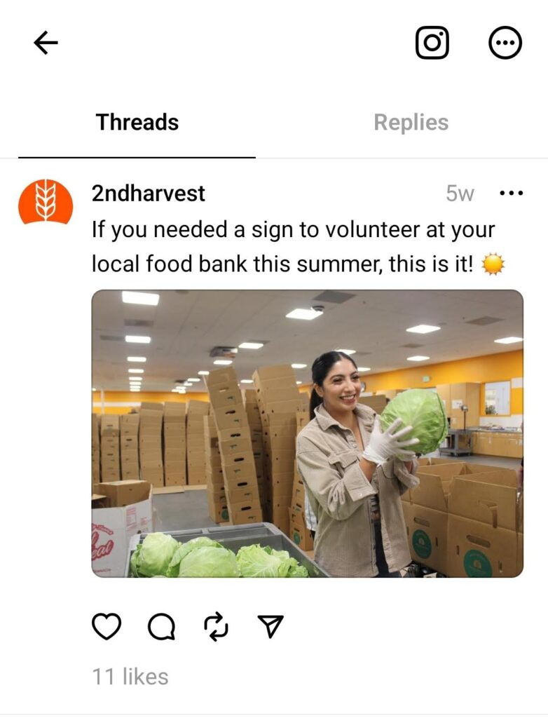 Threads post from Second Harvest