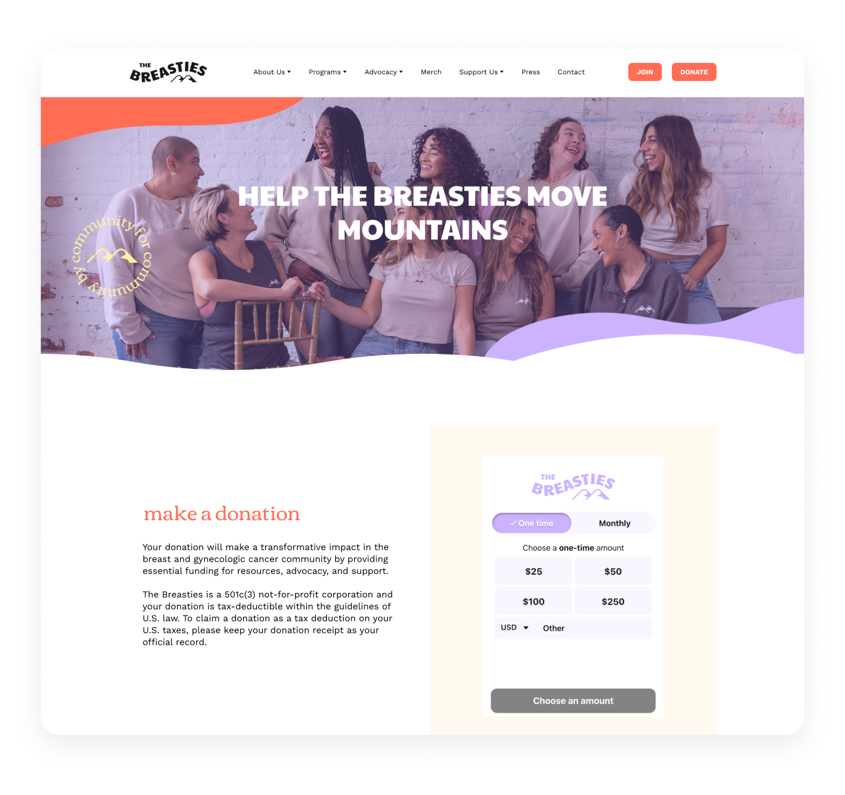 The Breasties’ main donation form