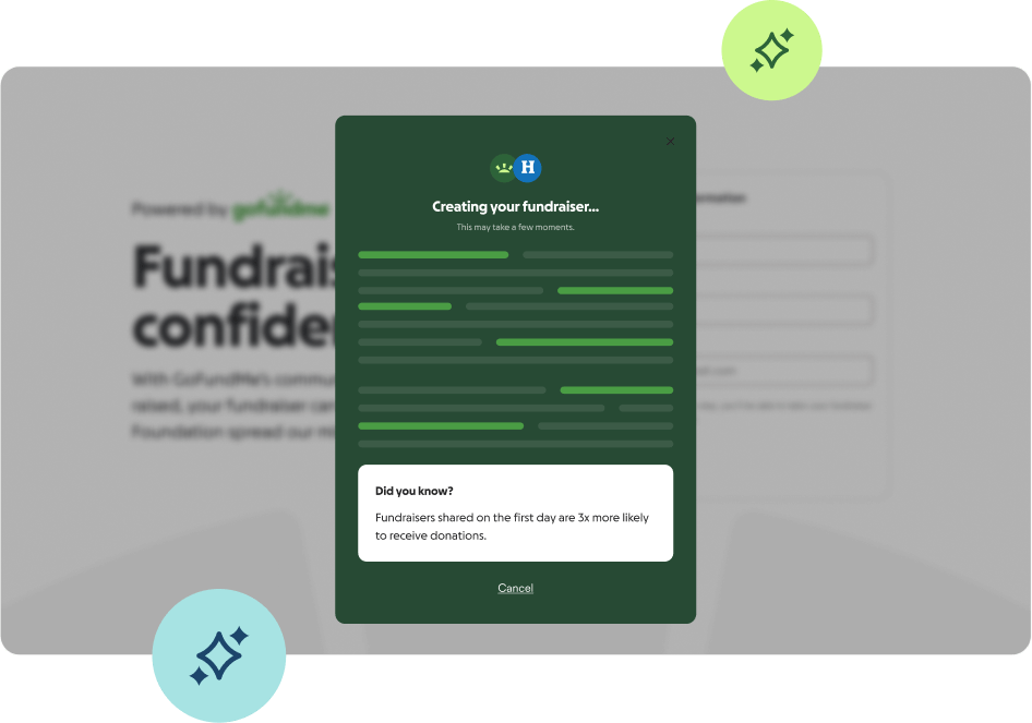 Fundraising modal window with icons