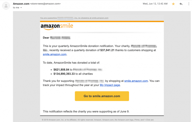 amazon smile receipt