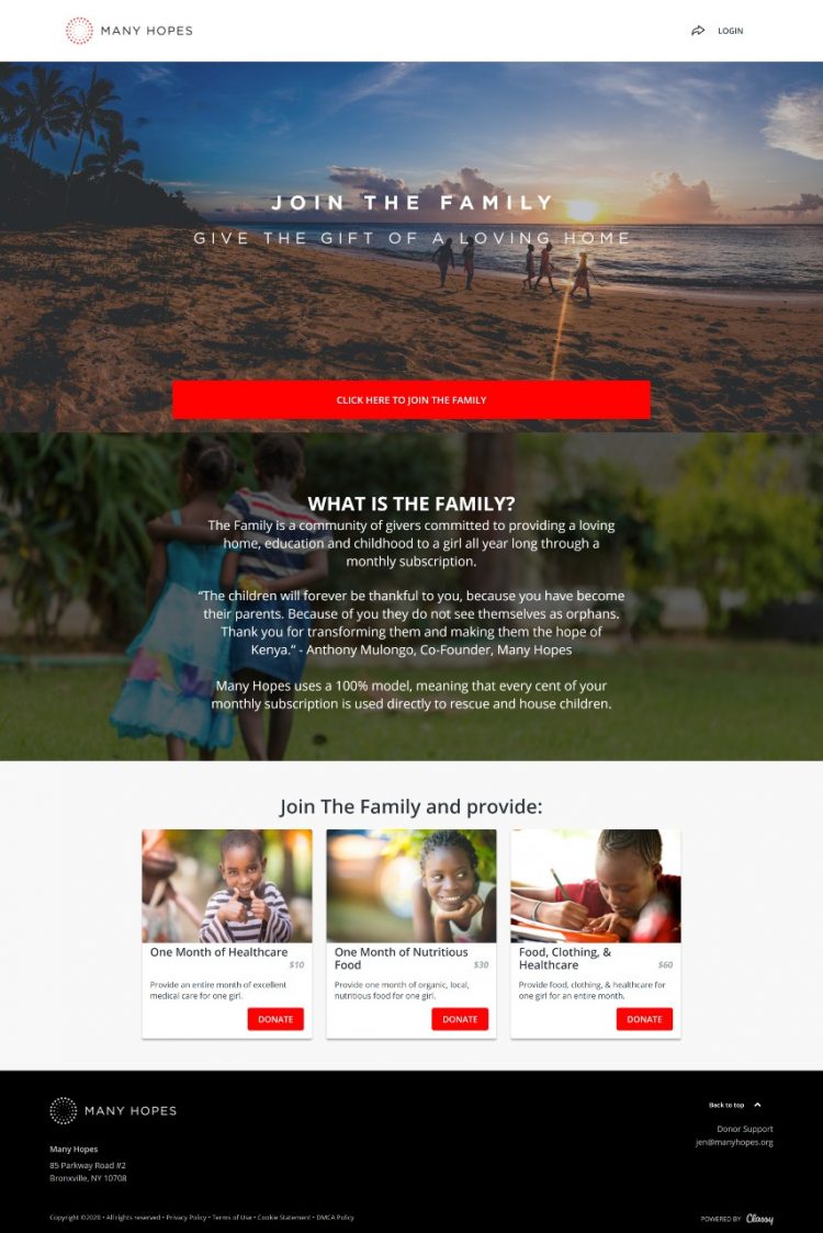 Many Hopes Donation Website