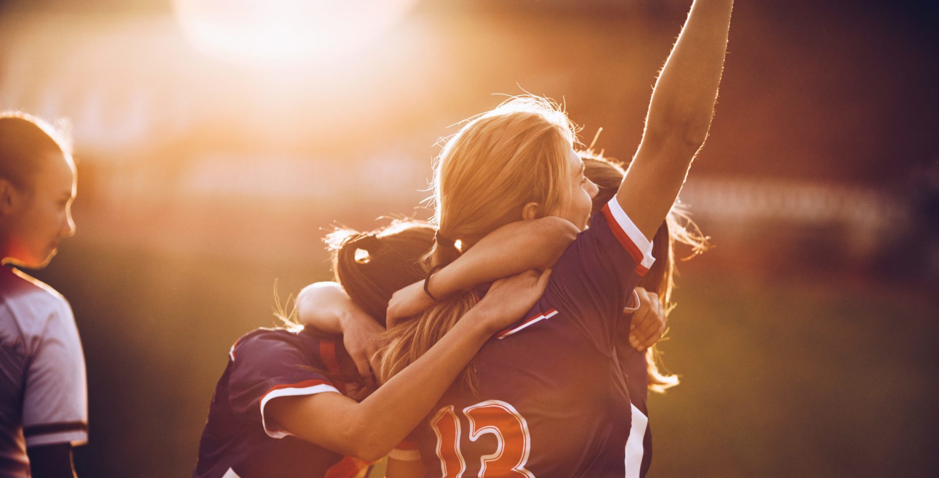 Celebrating the victory after soccer match
