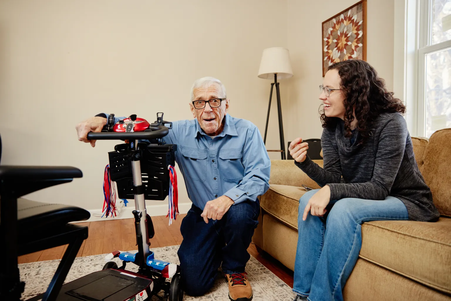 Amanda and Kenny with a scooter
