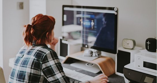 Woman working on a computer