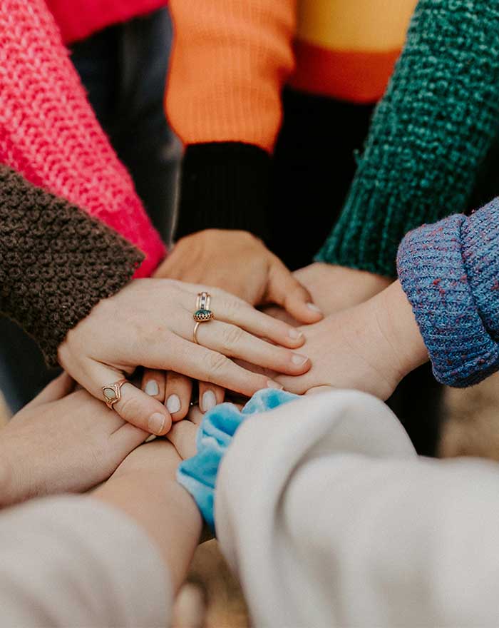 Hands in a huddle